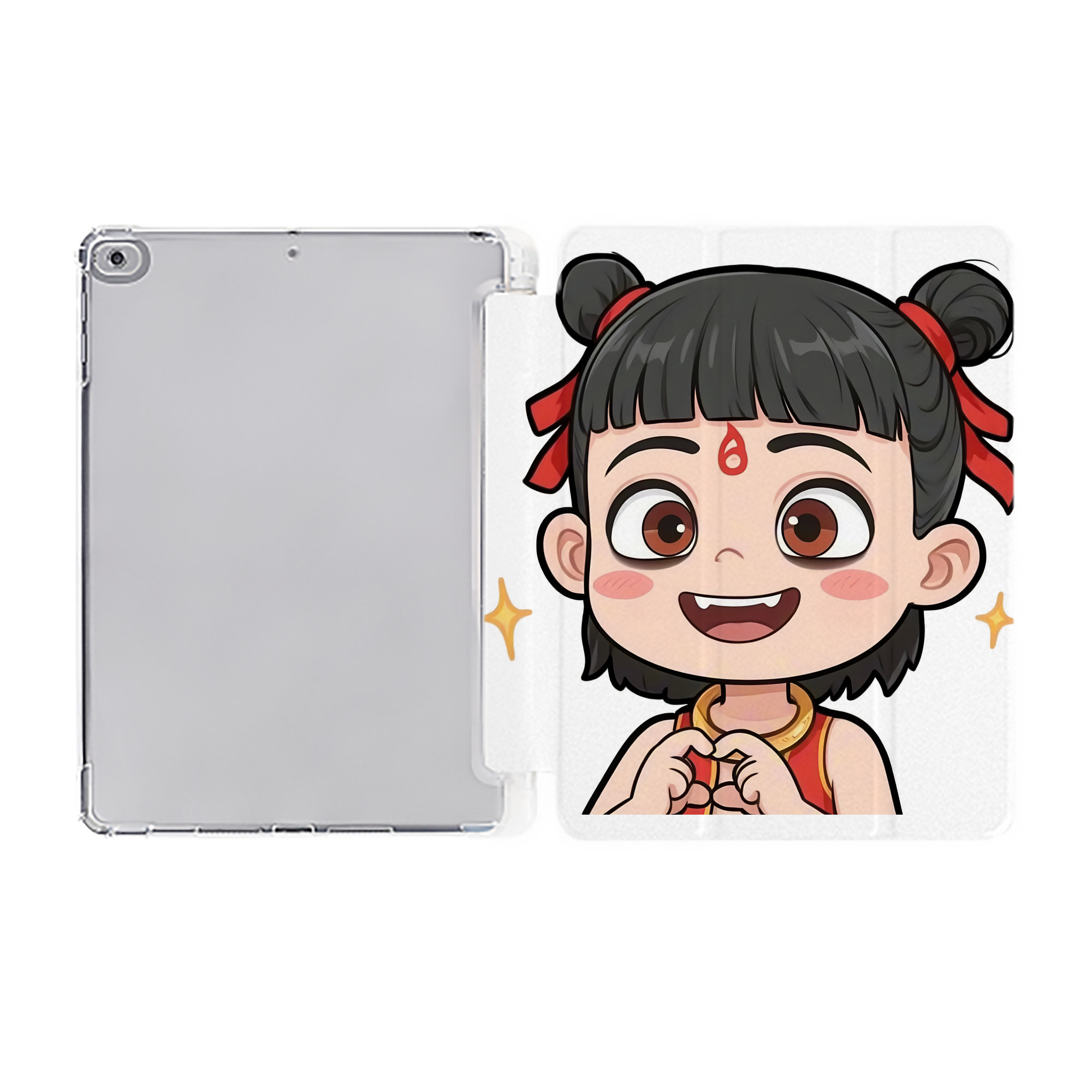（画像用） Ne Zha 2 ナタ 魔童の大暴れ IPad ケース ペン収納付き 三つ折りスタンド PUレザー×シリコン 対応機種9.5/10.5/10.9インチ
